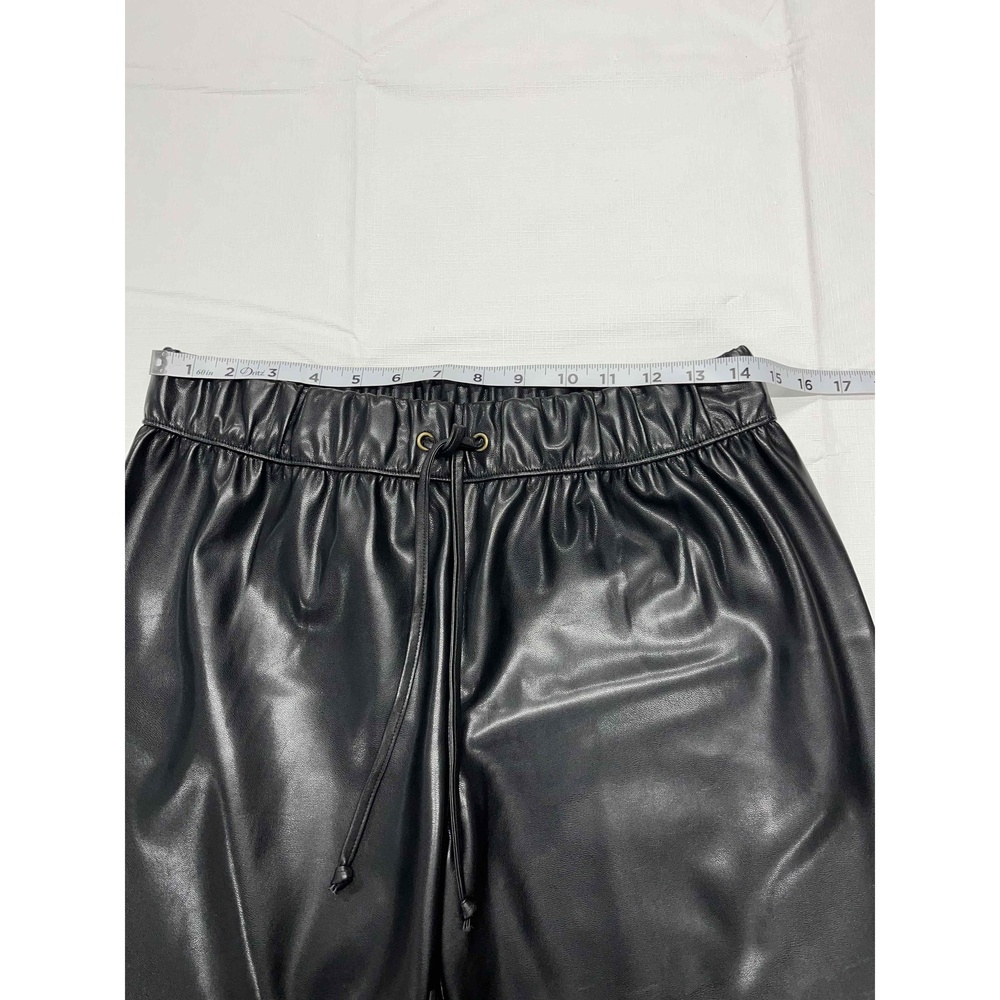 Enza Costa Black Vegan Faux Leather Elastic Waist Ankles Jogger Pants Sz 2 (Med) - Picture 7 of 10